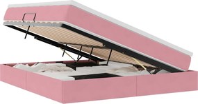 vidaXL Pat cu saltea și spațiu de depozitare Roz 180 x 200 cm Catifea