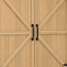 Outsunny Masa de repicare masa de grădinărit cu dulap și rafturi și blat pietre antidrapante din lemn de brad galben | Aosom Romania