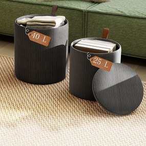 Set 2 pufuri cu spațiu de depozitare, gri