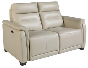 Canapea 2 locuri eleganta, design LUX cu functia relax Cowhide Taupe grey Leather