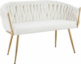 HR750 Crem Bouclé Canapea cu Picioare Aurii