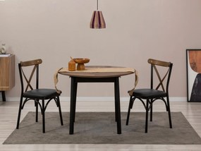 Set mobilier sufragerie Duvasa 6 (Nuc + negru) (pentru 2 persoane). 1093753