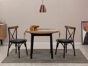 Set mobilier sufragerie Duvasa 6 (Nuc + negru) (pentru 2 persoane). 1093753