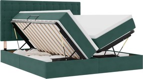 vidaXL Pat cu storage cu saltea Verde închis 180 x 200 cm Catifea