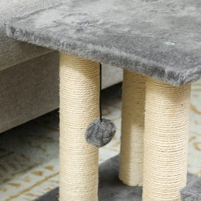 PawHut Scară pentru Câini și Pisici cu 3 Trepte din Pluș și Stâlpi Zgâriători din Sisal, Capacitate 10 kg, Gri | Aosom Romania