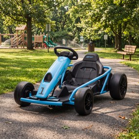 HOMCOM Go Kart Electric pentru Copii, Kart cu Pedale pentru Copii cu Pornire Lentă, Claxon, 115x77x54 cm, Albastru | Aosom Romania