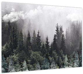 Tablou - Pădure cu elemente ilustrate (70x50 cm)