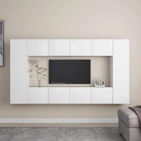 3078669 vidaXL Set de dulapuri TV, 6 piese, alb, lemn prelucrat