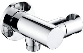 Racord unghiular pentru furtun de dus cu suport crom, Cascada, Deante Crom lucios