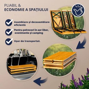 Set de masă pentru bere MAXI pliabil, 220cm, maro natural Jurhan