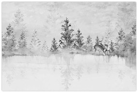 Tablou - Cerb lângă lac (90x60 cm)