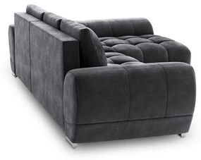 Colțar extensibil cu tapițerie de catifea și șezlong pe partea dreaptă Windsor & Co Sofas Nuage, gri închis