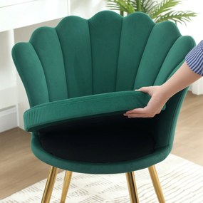 HOMCOM Fotoliu coquillage scaun coafură fotoliu din catifea pentru salon camera de zi și sufragerie verde | Aosom Romania