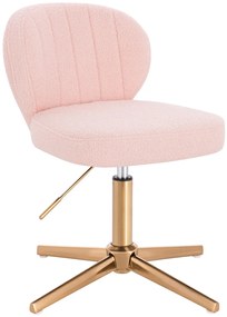 HR193CROSS Scaun Roz Pudra Boucle cu Bază Aurie