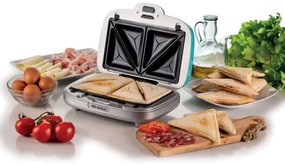Aparat 3in1 pentru preparare gogosi, briose si sandvisuri Ariete PARTY TIME 1972/01, 700W, 3 placi detasabile, Turcoaz