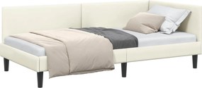 vidaXL Cadru de pat colțar cu headboard Crem 80 cm x 200 cm Catifea