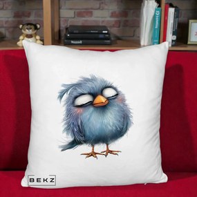 Perna Decorativa Pui Pufos Albastru Adormit, 40x40 cm, Alb Pufos, Husa Detasabila, Perna Inclusa, BEKZ®