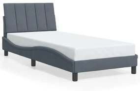 3207820 vidaXL Cadru de pat cu tăblie, gri închis, 90x190 cm, catifea