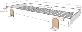 Set 2 paturi stivuibile pentru copii MODULO, din MDF și pin masiv, cu somiere cu lamele incluse – Vipack