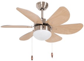 HOMCOM Ventilator de tavan cu lumină, comutator de lanț, 3 viteze, 76 cm x 76 cm x 41,5 cm, Alb | Aosom Romania