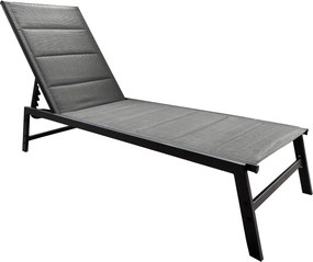 Şezlong de grădină poziţionabil, negru/gri, LOPEZ