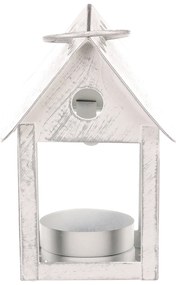 Lanterna metalică Cuib de pasăre, albă, 11 cm
