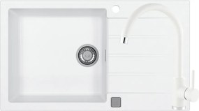 Set chiuveta bucatarie Alveus Cadit 40 alb 86x50 cm si baterie Kati monocomanda