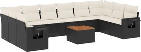 vidaXL Set canapele de grădină cu perne, 11 piese, negru, poliratan
