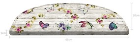 Set 16 covorașe pentru scări Vitaus Butterfly Life, 20 x 65 cm