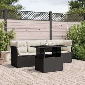 vidaXL Set mobilier de grădină cu perne, 5 piese, negru, poliratan