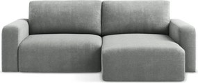 Colțar gri extensibil/cu spațiu de depozitare cu tapițerie din chenille (cu colț pe partea dreaptă/cu șezlong) Kona – Makamii
