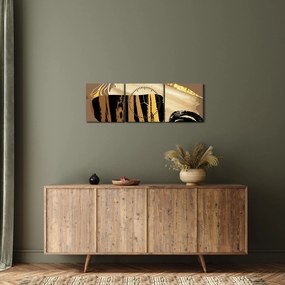 Tablou - Abstracție maro auriu N⁰2 (cu ceas) (90x30 cm)