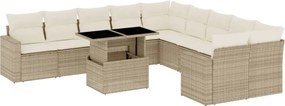 vidaXL Set canapele de grădină cu perne, 11 piese, bej, poliratan