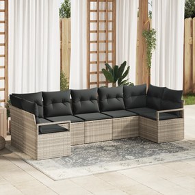 vidaXL Set de canapele pentru grădină 7 pcs Gri deschis Rattan poli