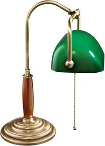 Lampa de birou din alama si lemn Banker Heritage