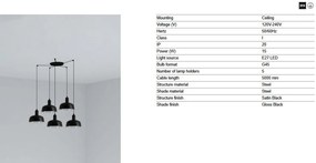 Lustra cu 5 pendule metal TATAWIN S neagra