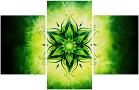 Tablou - Mandala de flori, fundal verde (90x60 cm)