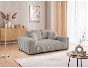 Canapea gri deschis cu tapițerie din catifea reiată 178 cm Justin – Ropez