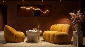 Canapea galben-muștar cu tapițerie din țesătură bouclé 145 cm Ball – Mauro Ferretti