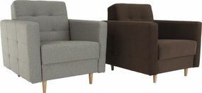 Fotoliu complet tapiţat, material textil gri, AMEDIA
