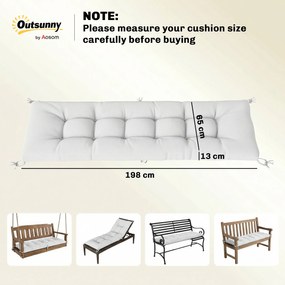 Outsunny Pernă pentru Bancă de Exterior cu Chingi de Prindere Protecție UV50+ Revenire Lentă Interior Exterior 198x65x13 cm Crem | Aosom Romania
