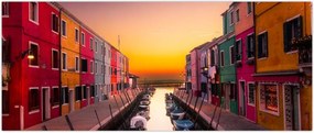 Tablou - Apus de soare, insula Burano, Veneția, Italia (120x50 cm)