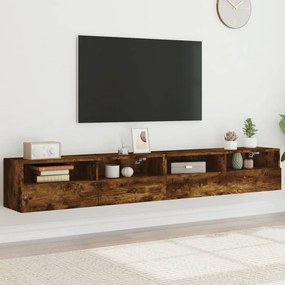 vidaXL Dulapuri TV de perete 2 buc. stejar fumuriu 100x30x30 cm lemn