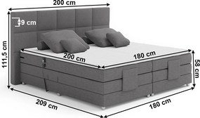 Pat electric reglabil, arcuri, gri, 180x200, MURKO NEW