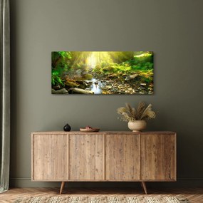 Tablou cu râul în pădurea verde (120x50 cm)