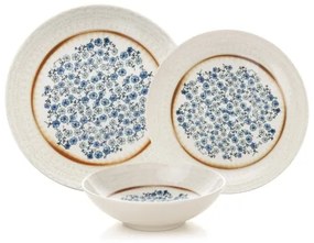 Set de veselă, 24 piese, porțelan, albastru/bej