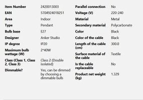 Lustra/Pendul modern design nordic Versale 35cm negru