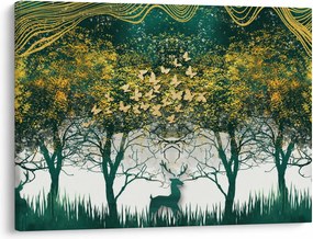 Tablou - Căprioare în pădurea verde (70x50 cm)