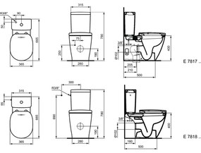 Vas wc stativ Ideal Standard Connect cu functie bideu alb lucios back to wall