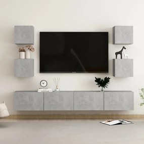 3079083 vidaXL Set dulap TV, 6 piese, gri beton, lemn prelucrat